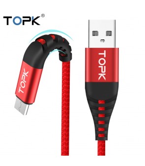 TOPK Cable Micro USB de carga rapida AN42, 1M, 3A, tipo C, Iphone, para telefono Samsung, Xiaomi, Huawei